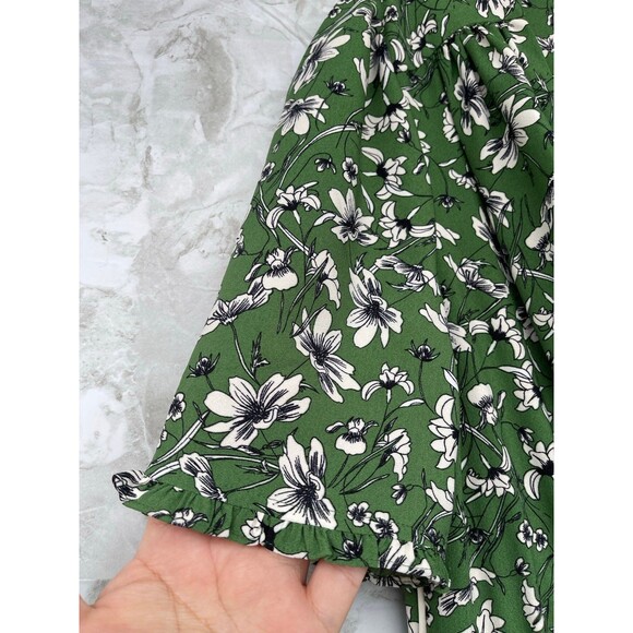 ME+EM GREEN/WHITE FLORAL MAXI DRESS, WRAP DETAIL. Size UK8/USA 4 - Picture 8 of 13